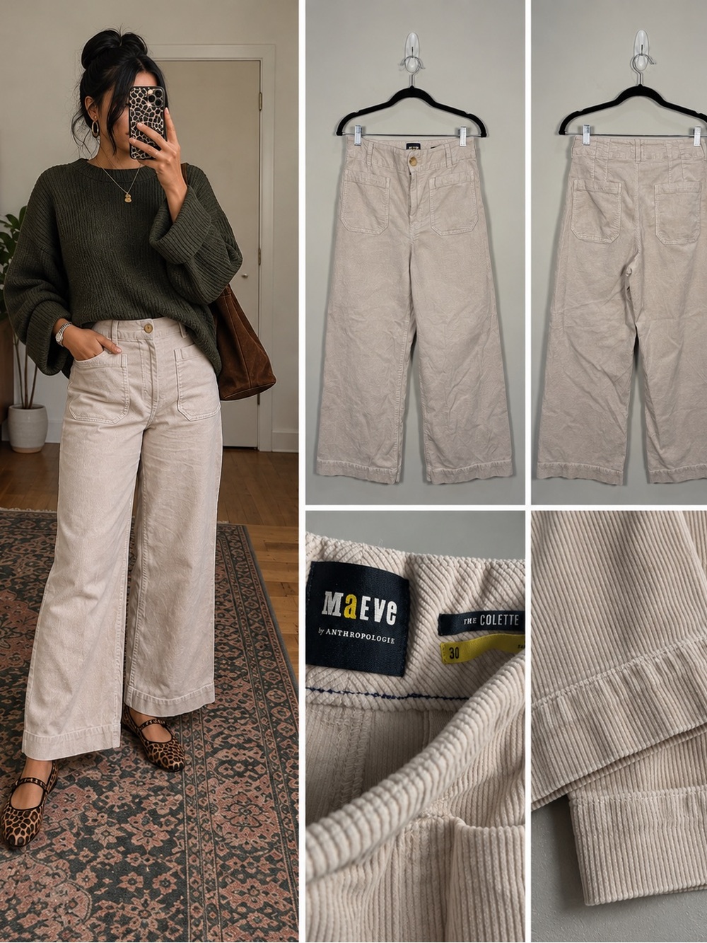 Maeve Anthropologie The Colette Corduroy Wide Leg Pants Size 30